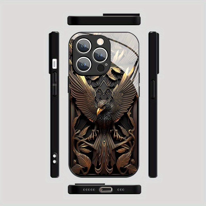 Чехол для телефона iPhone 17 Pro Max 11 12 13 14 15 16 Pro 17Air 16E 7 8 16 Plus XR XS X Роскошный узор Орла Закаленное стекло