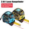 Лазерный дальномер 3 в 1, линейка рулетки 5 м, ЖК-дисплей с подсветкой, измеритель расстояния, устройство для измерения зданий