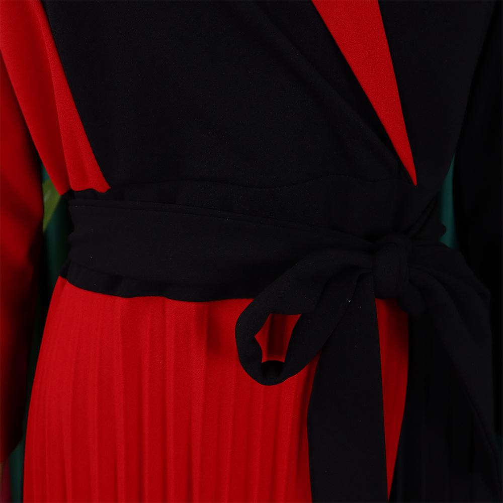 JKASHDK Women's Fashion Spring Autumn Plus Size Solid Color Print Long Sleeve High Waist Casual Dresses