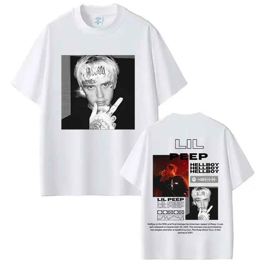 Футболка рэпера Lil Peep Hellboy Crybaby Хип-хоп Графическая футболка Унисекс Женская одежда Свободная хлопковая повседневная футболка Уличная одежда