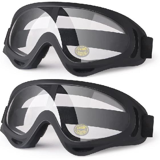 Motorcycle Goggles Kids, 2 Pack Dirt Bike ATV Motocross & Ski Goggles, Off Road Riding Glasses For Child, Anti-UV Dust Airsoft Glasses For Men Women