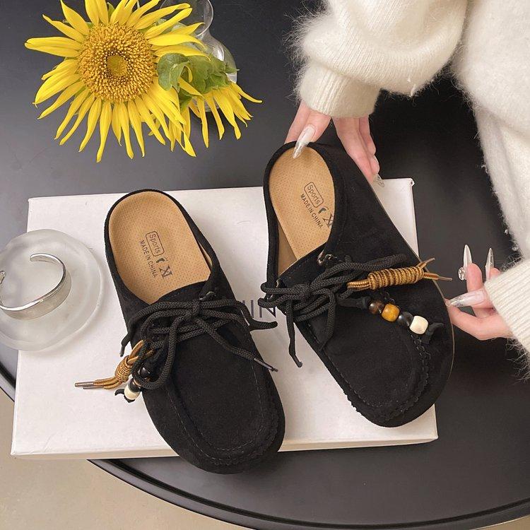Kangaroo Bread~ Inner Height Increase Platform Casual Boken Slippers Women's 2025 Autumn New Kangaroo Shoes One Pedal