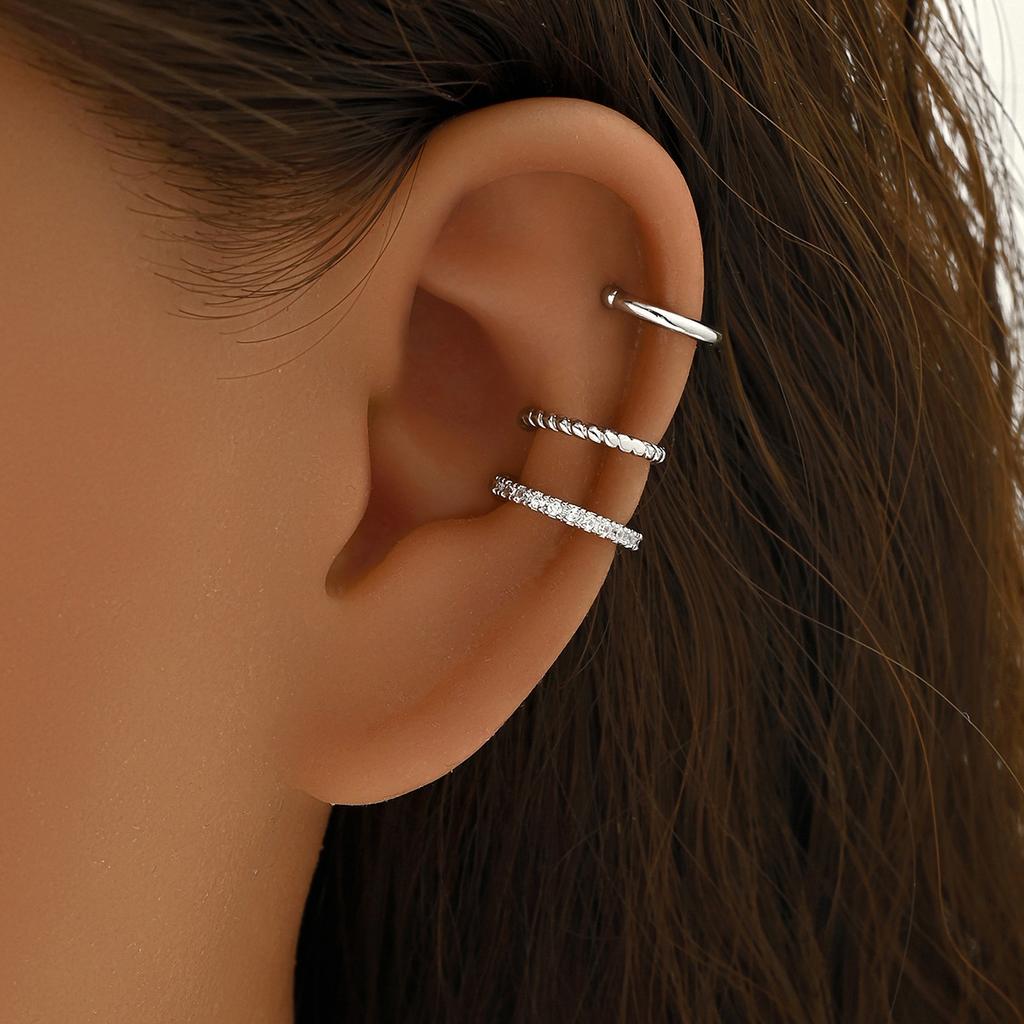 Women's Geometric Zirconia Clip-on Earring Set Ear Cuff No Piercing