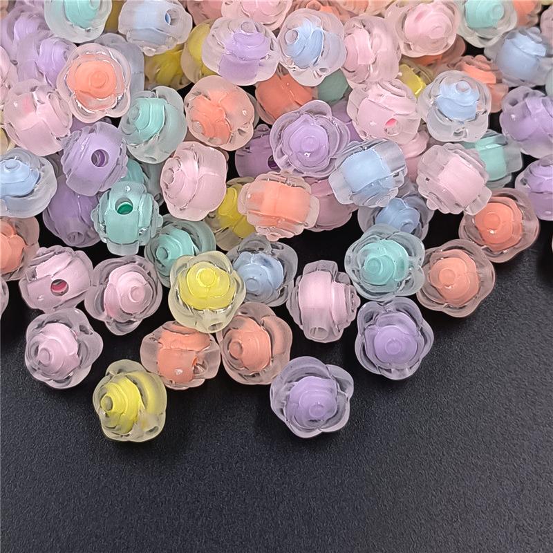 Multicolor Sandwich Rose Flower Beads Creative 11mm for Bracelet Necklace Making Handmade Material Pendants Transparent Matte DIY Jewelry Accessories