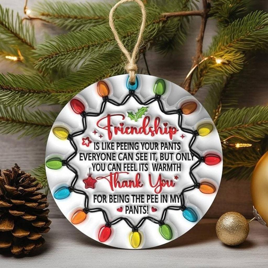 Besties Christmas Round Ornament, Best Friends Round Christmas Ornament, Personalized Keepsake Gifts (We Are More Than Friends)