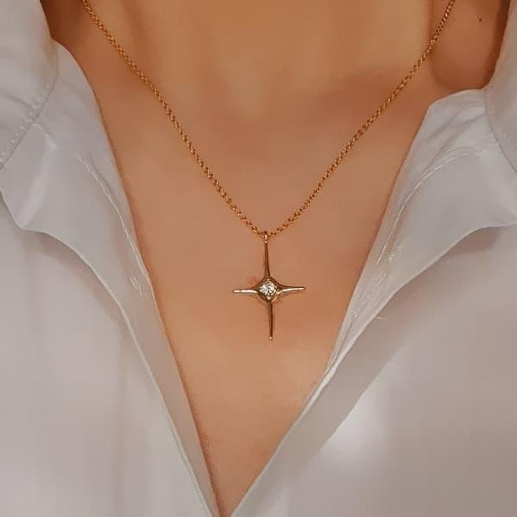 Women's (15K Gold Plated) N Boomerang Cross (Unique Style)