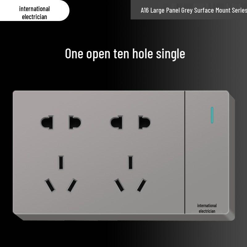 Сверхтонкая 16A накладная электрическая розетка с пятиконтактной настенной панелью для бытового использования и использования с кондиционером