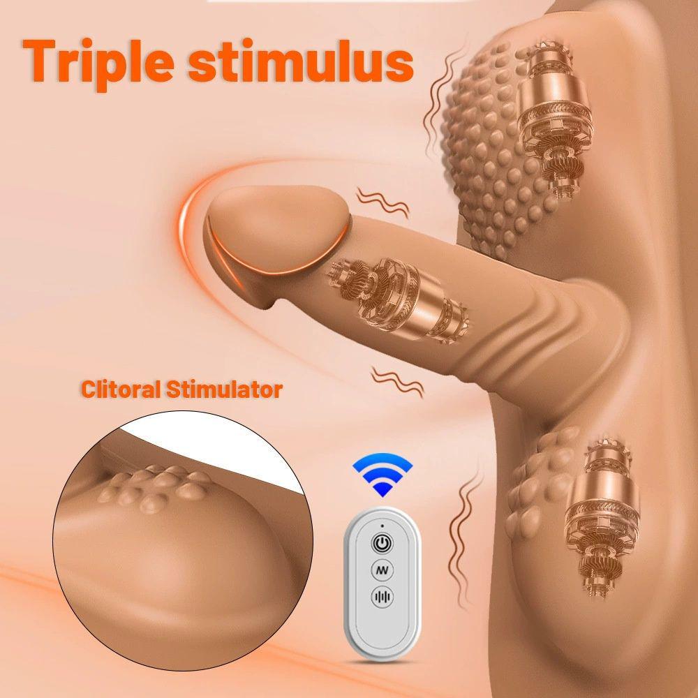 Вибрирующий телескопический силиконовый мастурбатор для пениса с пультом дистанционного управления и зарядной подушкой-седлом