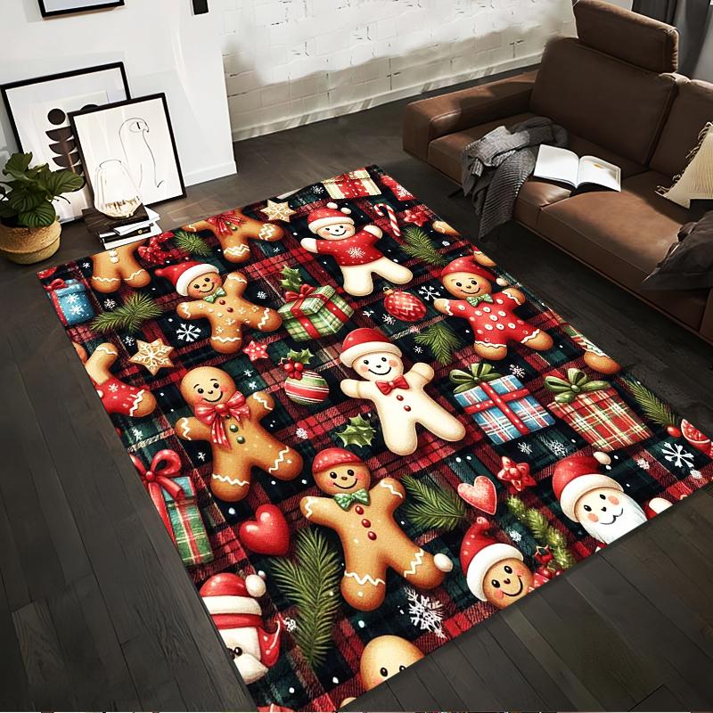 Gingerbread and Holiday Gifts Rug Non-slip rug suitable for living room and bedroom sofas