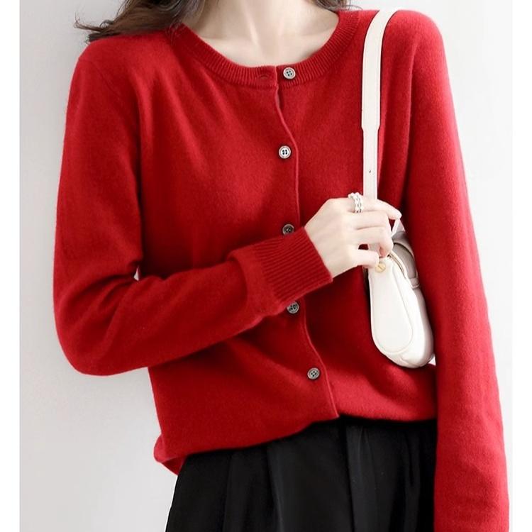 Весенний джемпер с круглым вырезом, свободный, мягкий, тонкий свитер, вязаный кардиган, куртка, осенний, корейская версия, с длинным рукавом, однотонные свитера, топы, верхняя одежда