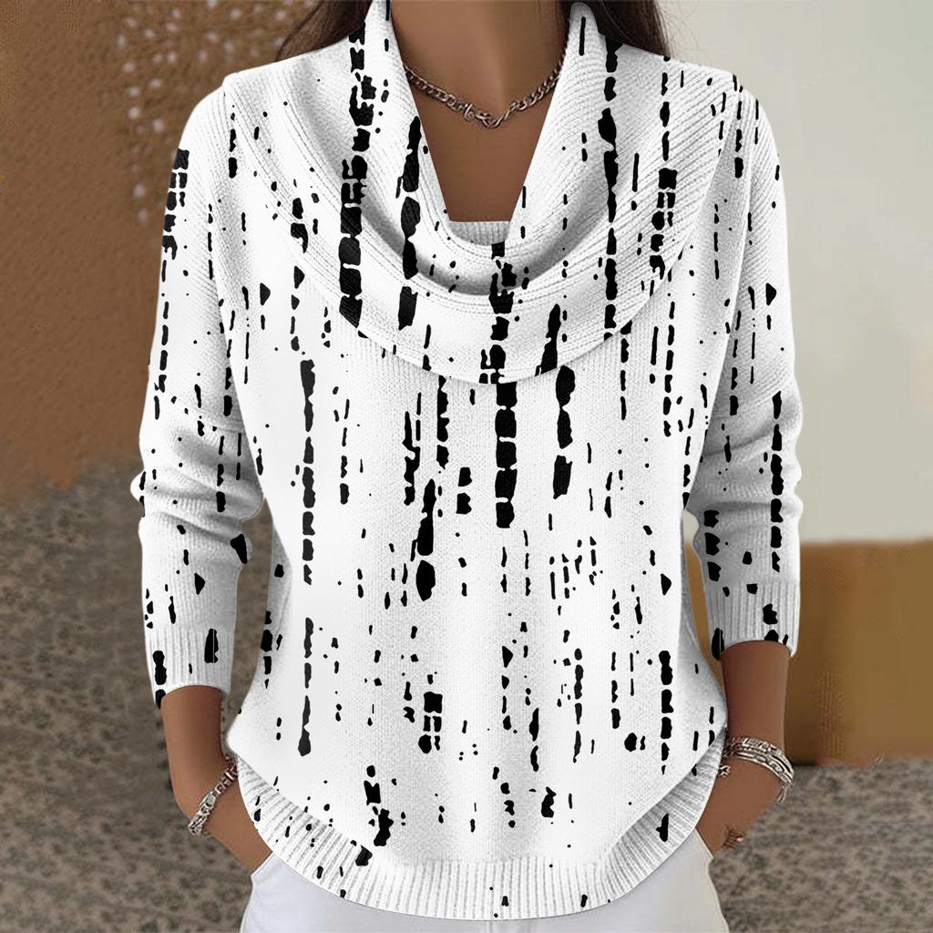 Женский повседневный и модный свитер с круглым вырезом, длинными рукавами и принтом