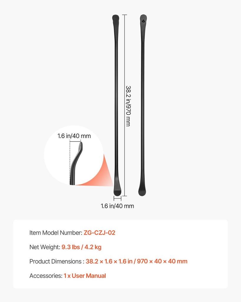 Tire Bars, 2 PCS, 970 mm Tire Mount and Demount Iron, Heavy Duty Alloy Steel Mounting Tools, Professional Changing Removal Tools for Truck, Semi