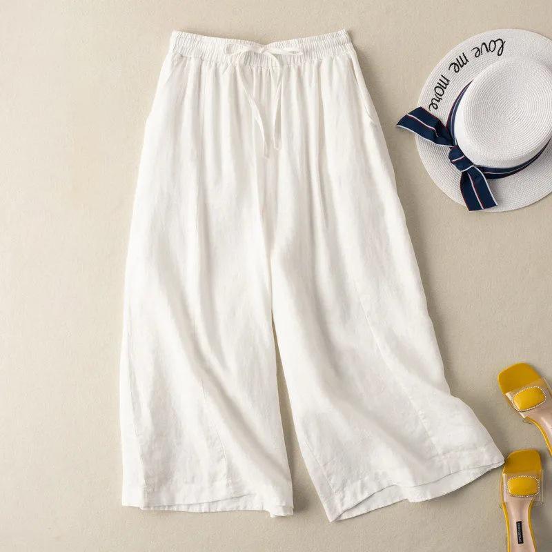 Seven Leg Pants Women High Waist Summer Thin Fit Slimming Versatile Casual Straight Leg Pants