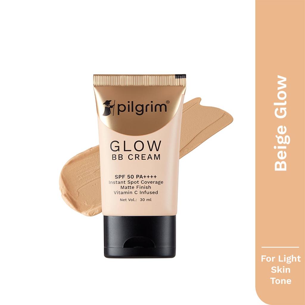 Pilgrim Beige Glow 3-в-1 Натуральный BB-крем Среднее покрытие Для всех типов кожи SPF 50 PA++++ С ниацинамидом, гиалуроновой кислотой и витамином C - 30 г, Упаковка