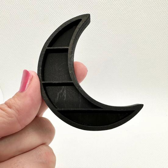 Миниатюрная лунная полка Yousheng для хрустального дисплея, деревянная полумесяцевидная полка, многосекционная мини-полка для хранения вещей для гостиной и офиса