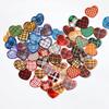 45pcs Sewed Heart Stickers Set Vintage Multi Color Plaid Pattern Love Sticker Decoration Adhesive for Diary Album