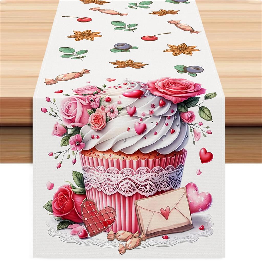 Роза Льняной Настольный Флаг День Святого Валентина Украшение Стола Скатерть Подушка Скатерть Домашняя Ткань