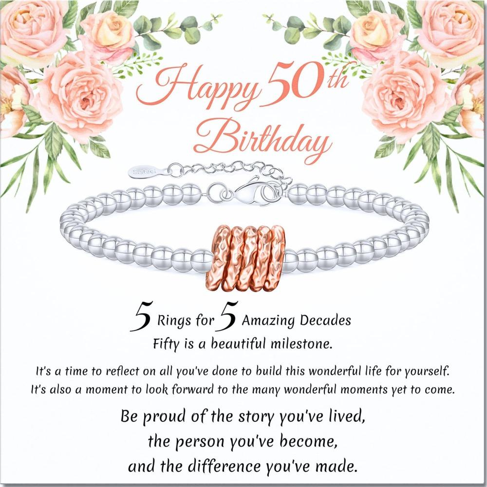 Ladies Silver Bead Bracelet Birthday Gift Adjustable Chain Ring Bracelet 4mm Silver Bead Ring Birthday Bracelet