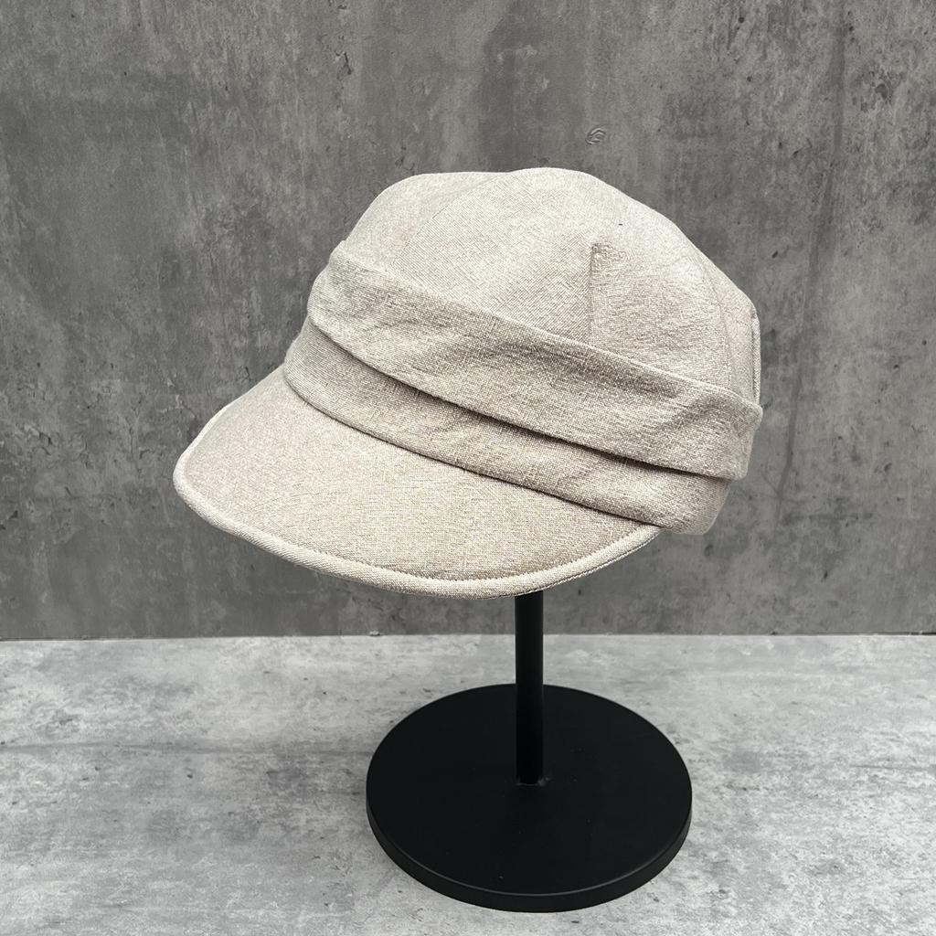 Retro versatile linen newsboy hat women's spring summer three-dimensional quite wide-brimmed equestrian hat showing face ducktongue painter hat