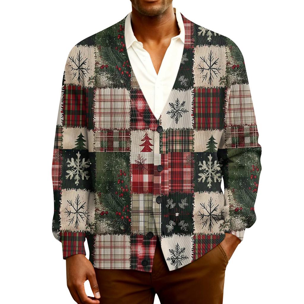 Мужской кардиган с длинным рукавом, рубчатой вязки