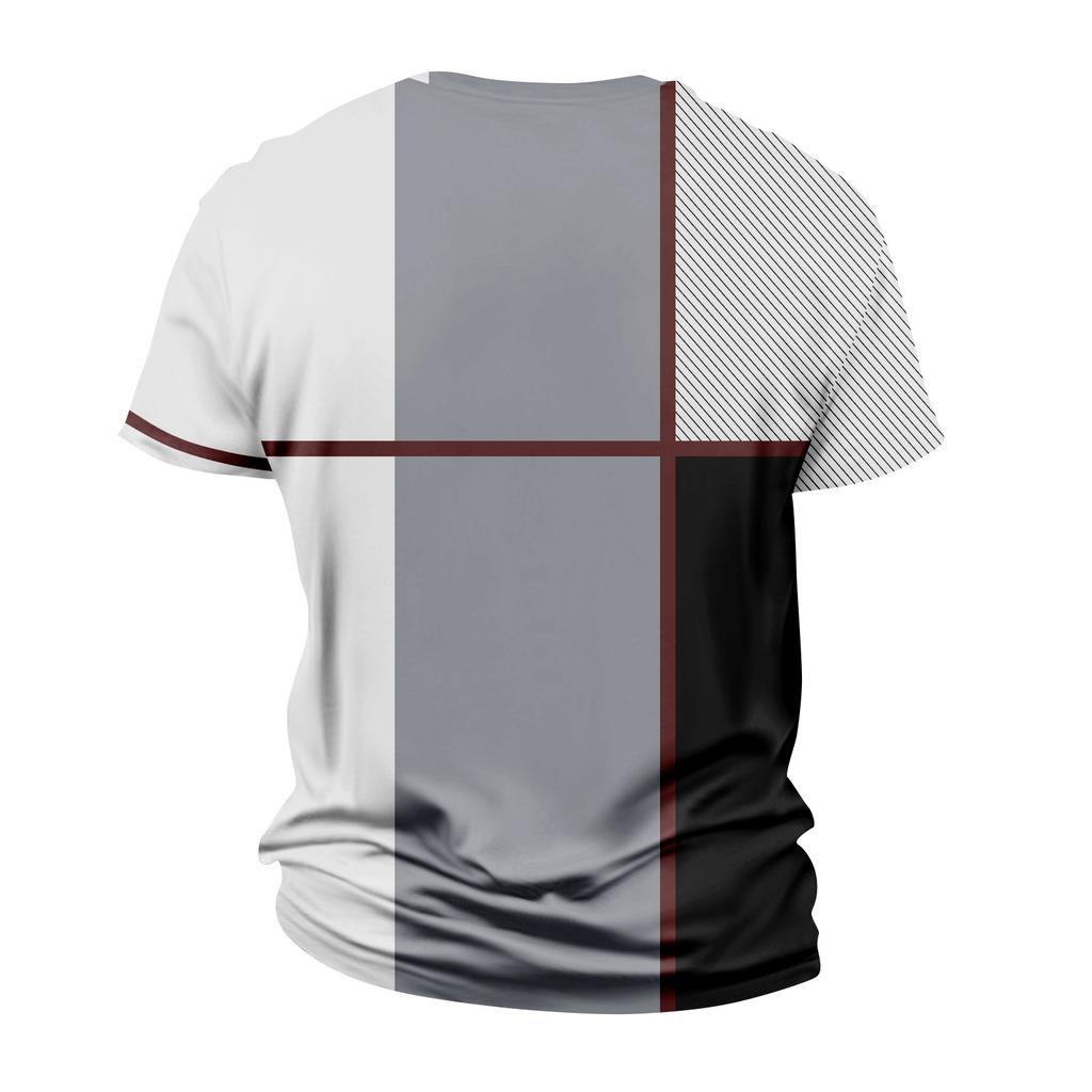 Fashion Striped Print - Men's Casual Round Neck Short Sleeved T-shirt