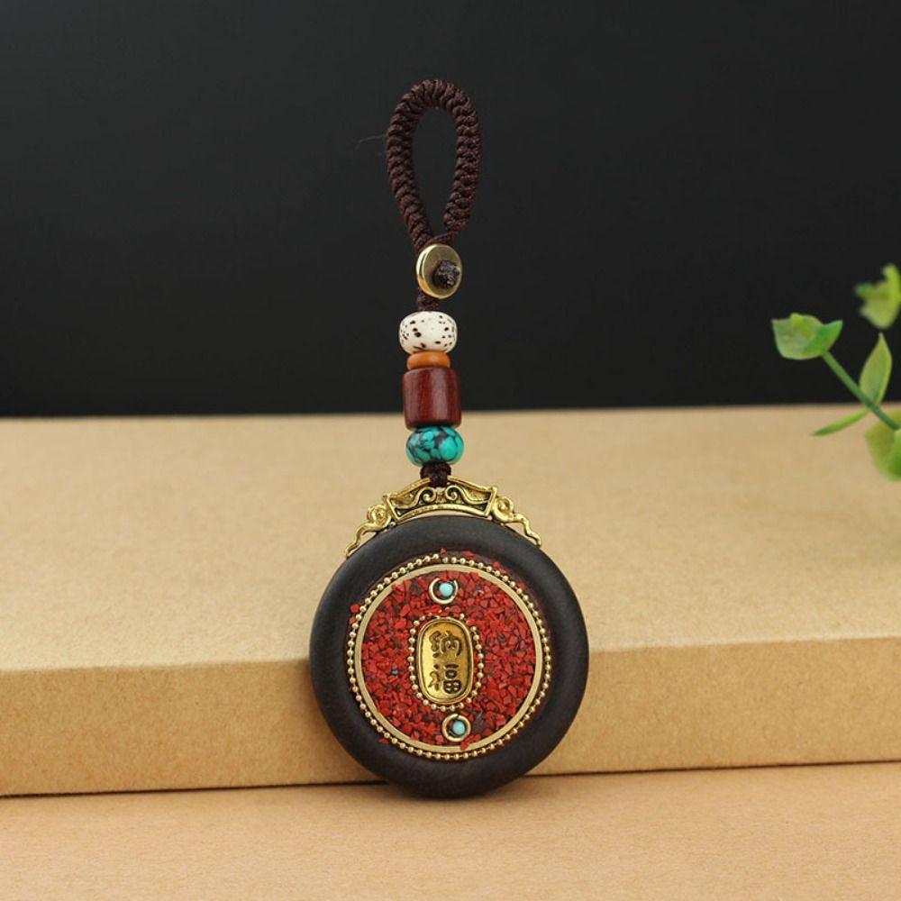 Retro Ebony Wood Car Keychain Nepal Bag Hanging Accessories Delicate Mobile Phone Pendant  Women