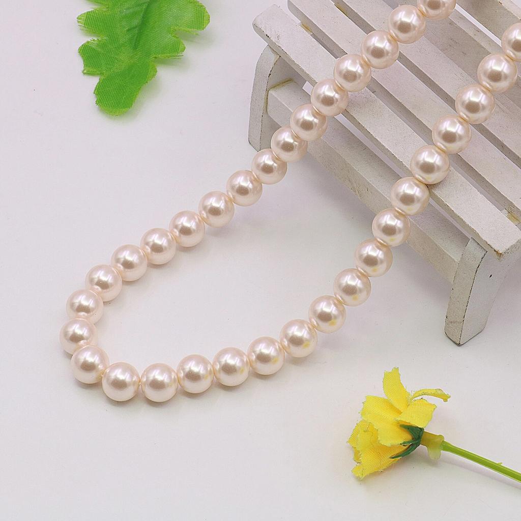 10mm Light Pink Shell Pearl Round Beads Necklace Pearl Neckwear Jewelry,AAA Neckchain,5cm Extension Chain,Girls Women's Party Gifts