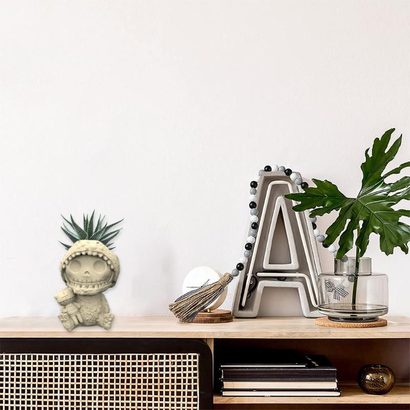 Хэллоуин череп человек силиконовая форма сочный цветочный горшок глина цементная штукатурка формы домашний сад цветок s плесень