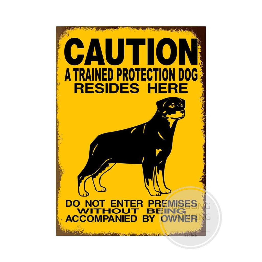 Предупреждающая собака металлические жестяные знаки винтажный плакат осторожно собака ретро жестяные пластины настенные наклейки для сада семейный дом дверь украшения