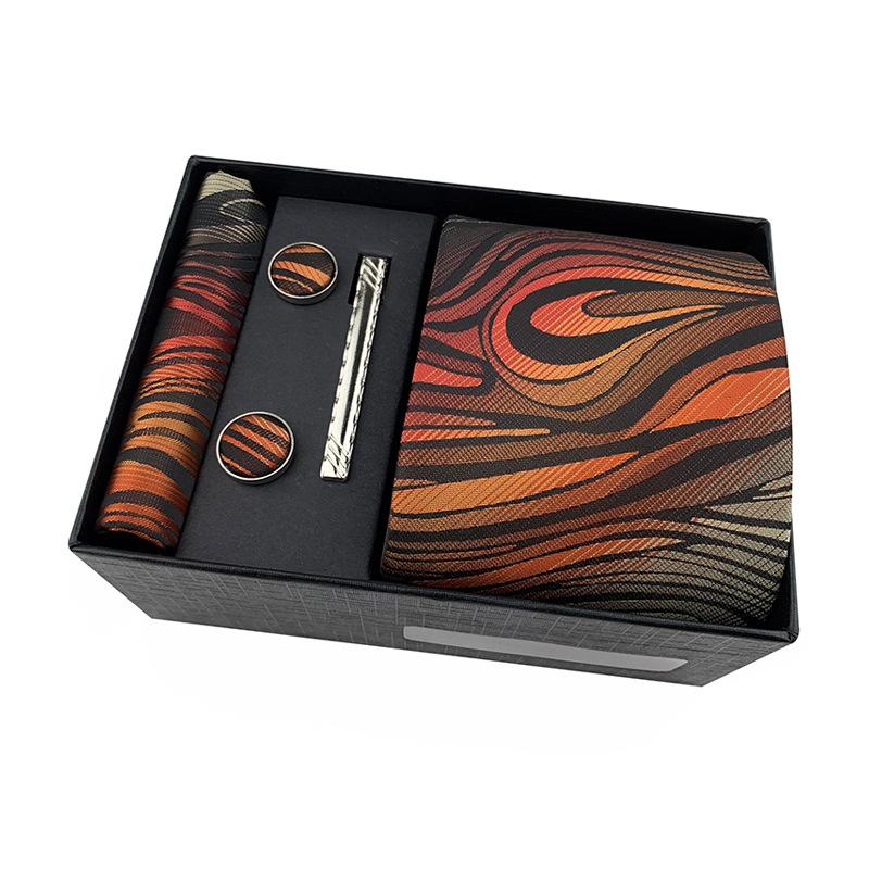 Paisley Men'S Tie Square Cuff Tie Clip Gift Box Set Business Casual Tie Black Gift Box