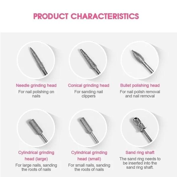 USB зарядка электрическая дрель для ногтей польский шлифовальный маникюрный инструмент для дизайна ногтей 14 шт./компл.