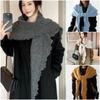 Ruffled Edge Knitting Scarf Soft Breathable Hollow Scarf Triangular Scarf  Spring Autumn Winter