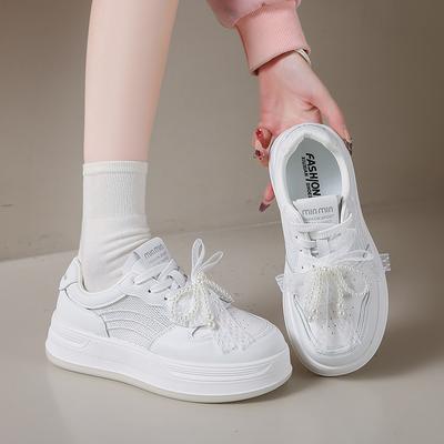CRLAYDK Классические женские кроссовки Повседневные Скейтборд Ходьба Шнуровка Летняя обувь Платформа Женские Сетка Белый Низкий Верх Спортивные Теннисные