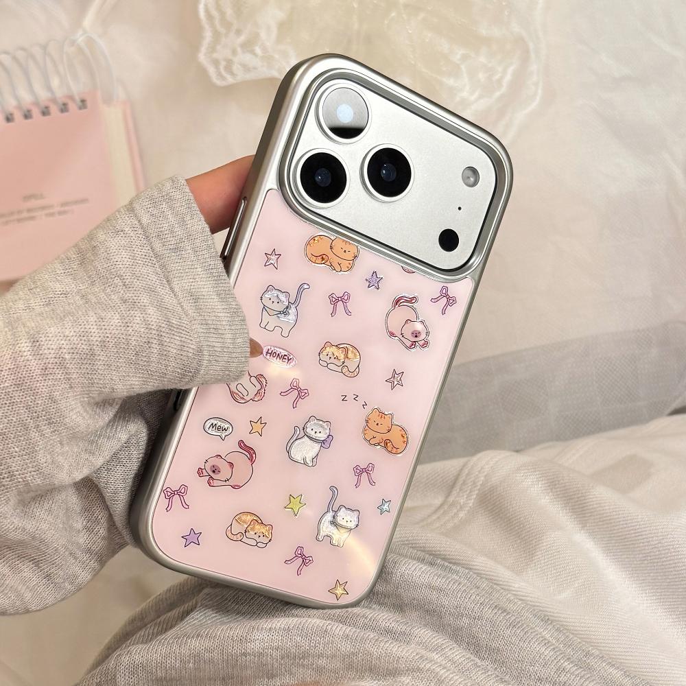 Очаровательный дизайн кошки с золотым покрытием, подходит для IPhone 17 Pro Max и IPhone 16, доступны различные модели