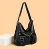 Backpack Women'S Soft Leather Shoulder Bag Large Capacity Tote Bag Simple Middle-Aged Women'S Bag