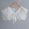 White Black Embroidery Fake Collar for Women Bowknots Shawl Girls Shirt Blouse Detachable Collar Scarf Neckwear False Collar