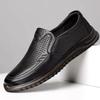Fashion Outdoor Plain Black Male Casual Shoe Soft Mesh Oxfords Summer Sale Cowhide 2025 Trend On Retro Slip-on Pu Men's Leather Shoes