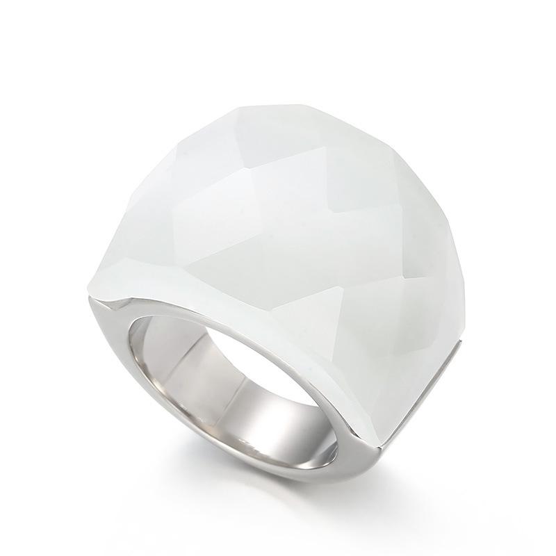 Traditional Stainless Steel Fashion Zircon Women's Multi-color Rose Gold Plated Lovers Wedding Band Ring