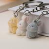 Resin Flocking Cute Three-Dimensional Bunny Keychain Pendant, Car Keychain Pendant, Bag Pendant, Accessory Batch
