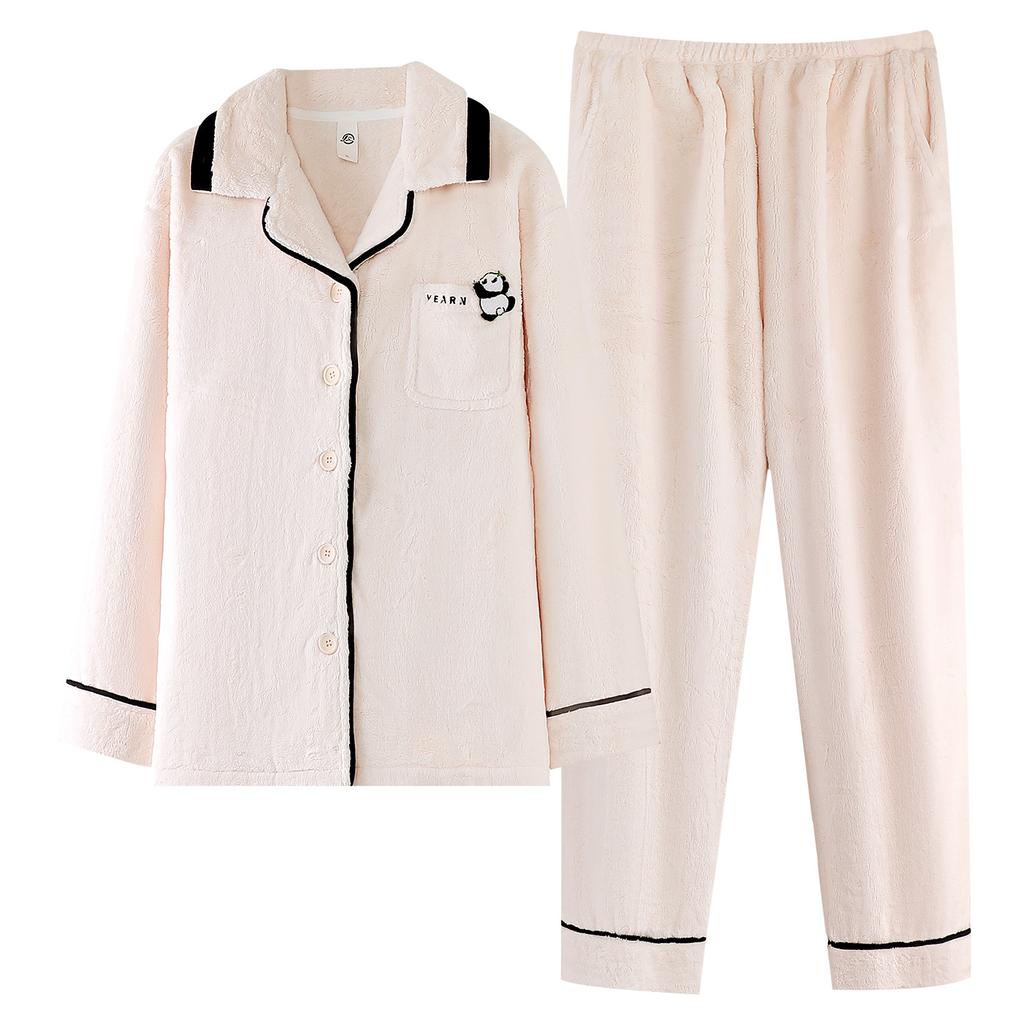 Пижама женская осенне-зимняя из кораллового флиса, утолщенного флиса и фланели, можно носить на улице, теплый комплект домашней одежды