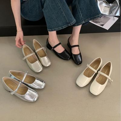 2025 новая осенняя модель на толстом каблуке с мягкой подошвой, Мэри Джейн, модные, с неглубоким вырезом, универсальные женские туфли