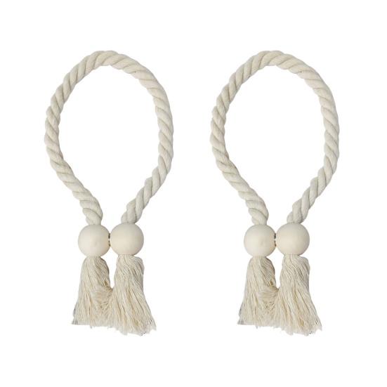 2 шт. Магнитные деревянные подхваты для штор в виде шаров из натурального хлопка, плетеная вручную веревка в стиле бохо