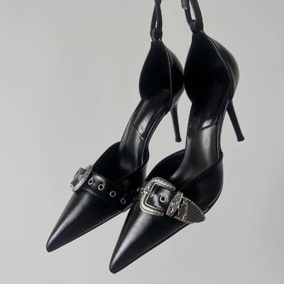 Хрустальные Тонкие Босоножки на Высоком Каблуке Женские Весенне-Летние Туфли-Лодочки с Острым Носком и Ремешком на Пряжке Женские Туфли на Тонком Каблуке для Вечеринки Свадебные Туфли