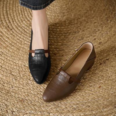 Новая повседневная женская модная обувь, одинарная, на одном ремешке, маленькие кожаные туфли, остроносые, для ношения в любое время года, туфли с низким верхом, низкий каблук, однотонные, квадратный каблук