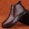 Мужские повседневные туфли из натуральной кожи с высоким верхом, классические, деловые, ботильоны, деловые ботинки на шнуровке, теплые плюшевые зимние ботинки с мехом