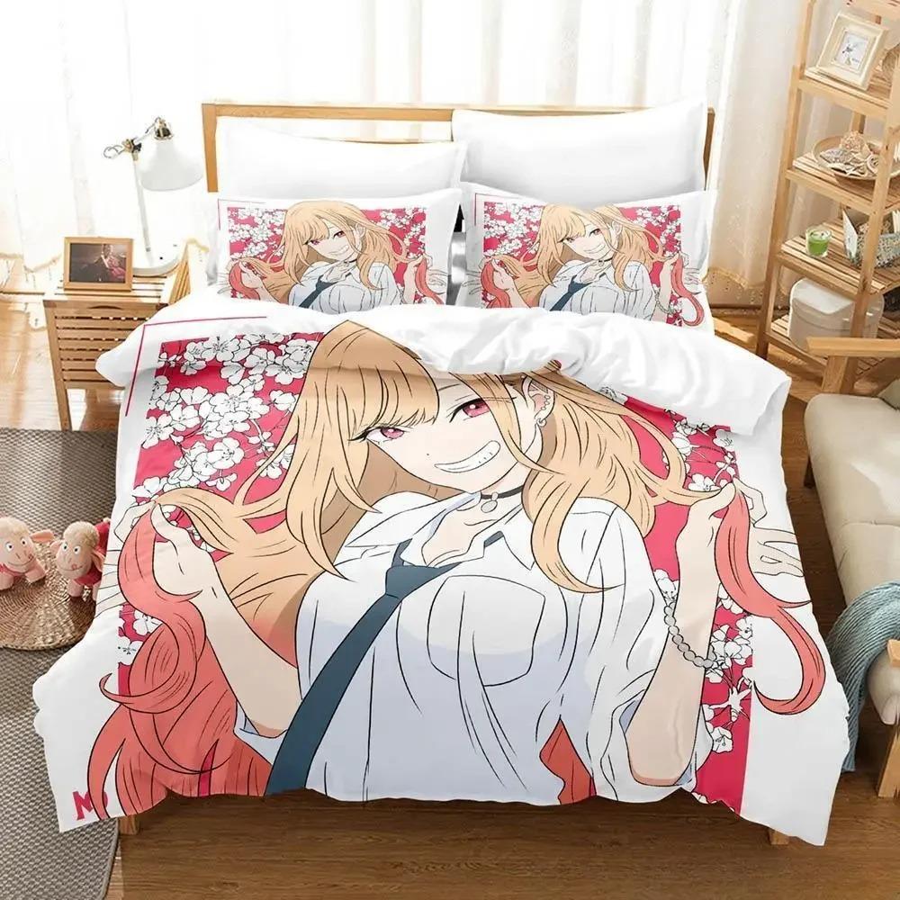 3D-принт аниме Kawaii Marin Kitagawa Комплект постельного белья Single Twin Full Queen King Size Комплект постельного белья Adult Kid Bedroom Наборы пододеяльников