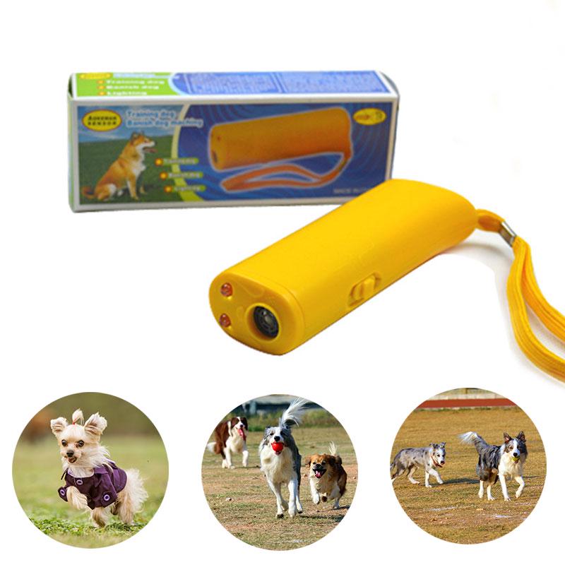 1 шт. Устройство для дрессировки собак, отпугиватель собак, ультразвуковой, без батареи, высококачественный светодиодный тренажер, ультразвуковой, 3 в 1, изящный, черный, для домашних собак, уникальный