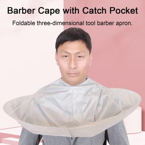 Adult Barber Cloak Silver-Gray Foldable Three-dimensional Haircut Cape Apron Combo for Professional Hair Styling