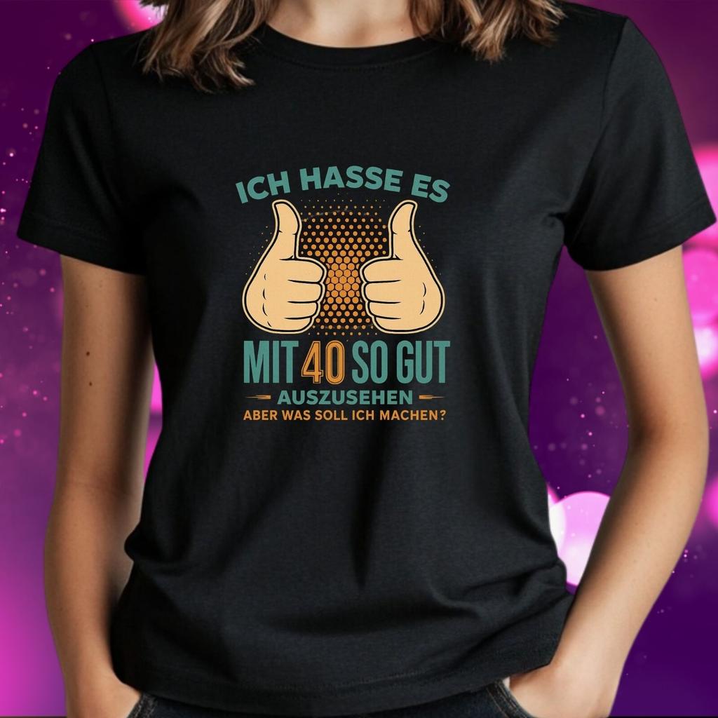T-Shirt Frauen 40 Geburtstag Motiv Baumwolle Größe S bis 3XLWird in neuem Fenster oder Tab geöffnet