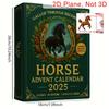 2025 Christmas Horse Adventure Calendar Blind Box with 24 Unique Horse Models 2D Flat Pendant for Horse Lovers